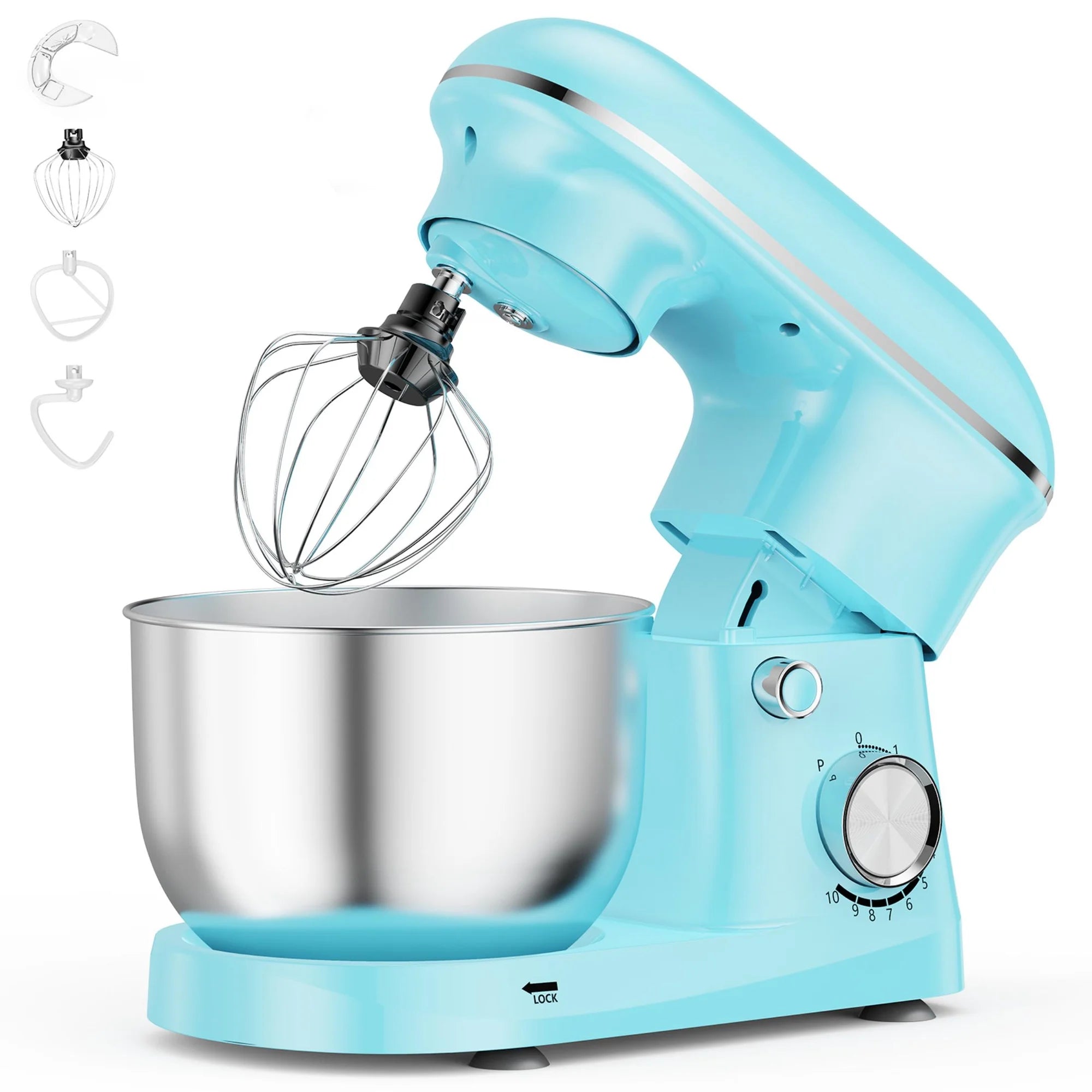 EDX Stand Mixer,10-Speed Electric Kitchen Mixer with Dough Hook,Whisk,Flat Beater and Bowl,Portable Lightweight Food Mixer for Most Home Cooks,Dishwasher Safe