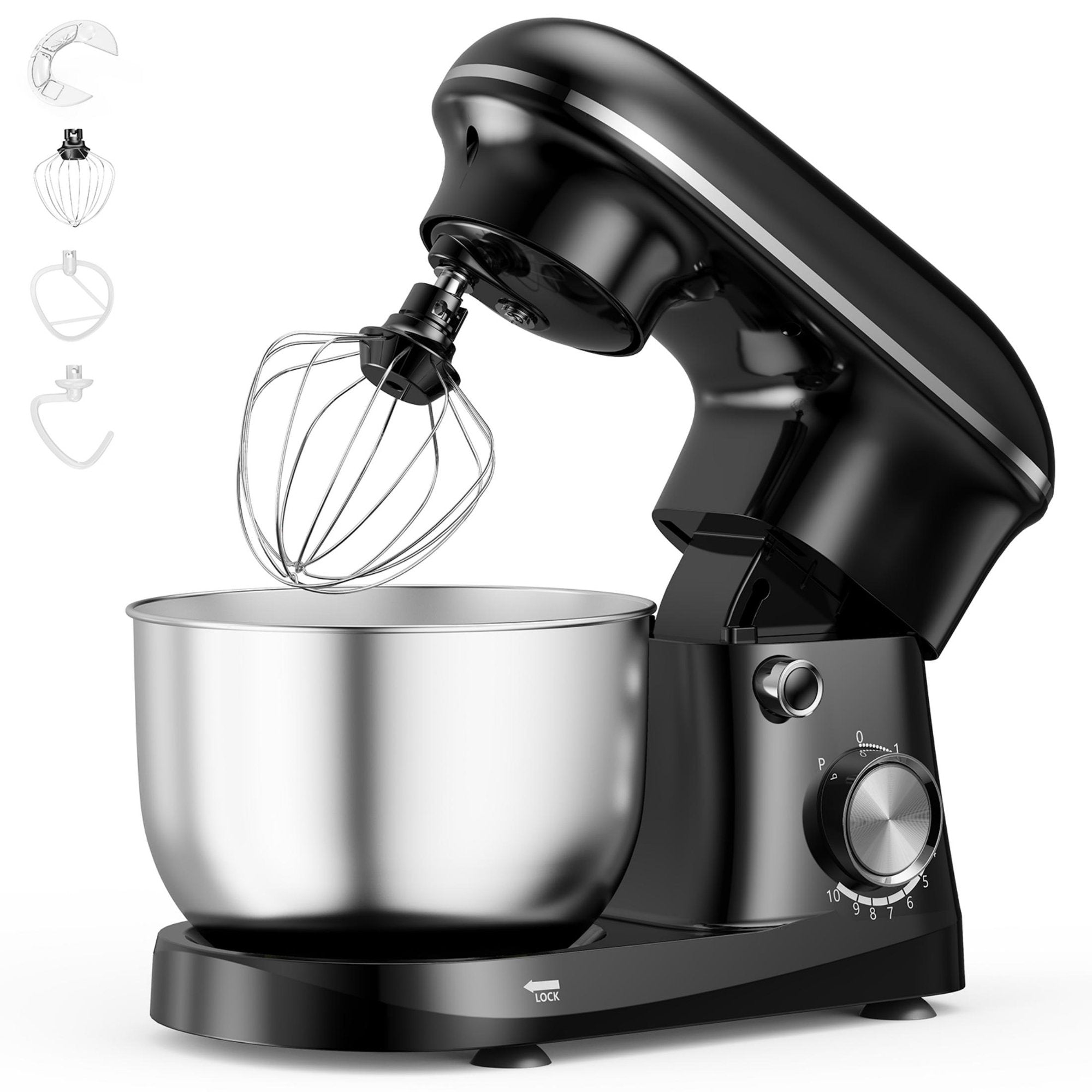 EDX Stand Mixer,10-Speed Electric Kitchen Mixer with Dough Hook,Whisk,Flat Beater and Bowl,Portable Lightweight Food Mixer for Most Home Cooks,Dishwasher Safe