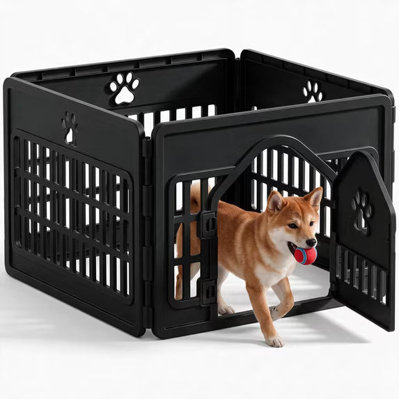EDX Dog Playpen, 24" Portable Pet Fence, Puppy Training, Secure Door Latch, Indoor/ Outdoor PP Dog Enclosure for Small & Medium Dogs