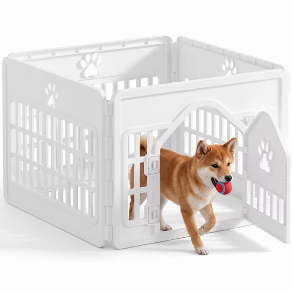 EDX Dog Playpen, 24" Portable Pet Fence, Puppy Training, Secure Door Latch, Indoor/ Outdoor PP Dog Enclosure for Small & Medium Dogs