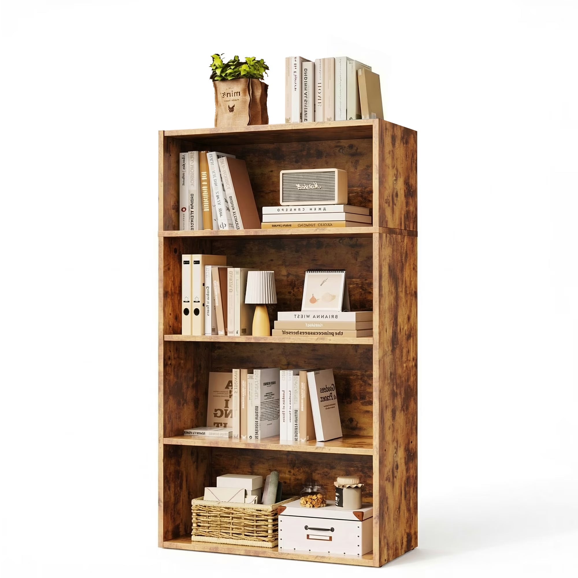 EDX Bookcase Storage, 42 Inch Large Tall Floor Standing Open Bookshelf for Home Office, Living Room, and Bedroom