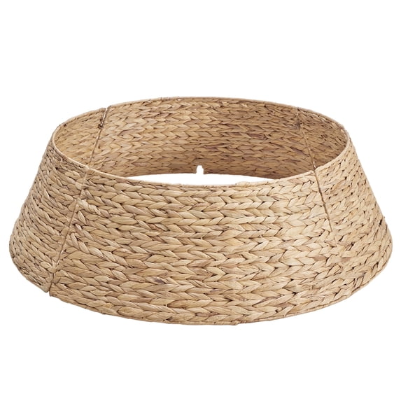 EDX 42in Chionachne Woven Christmas Tree Collar, Christmas Tree Skirt Cover for Christmas Tree Decorations,Wood Color
