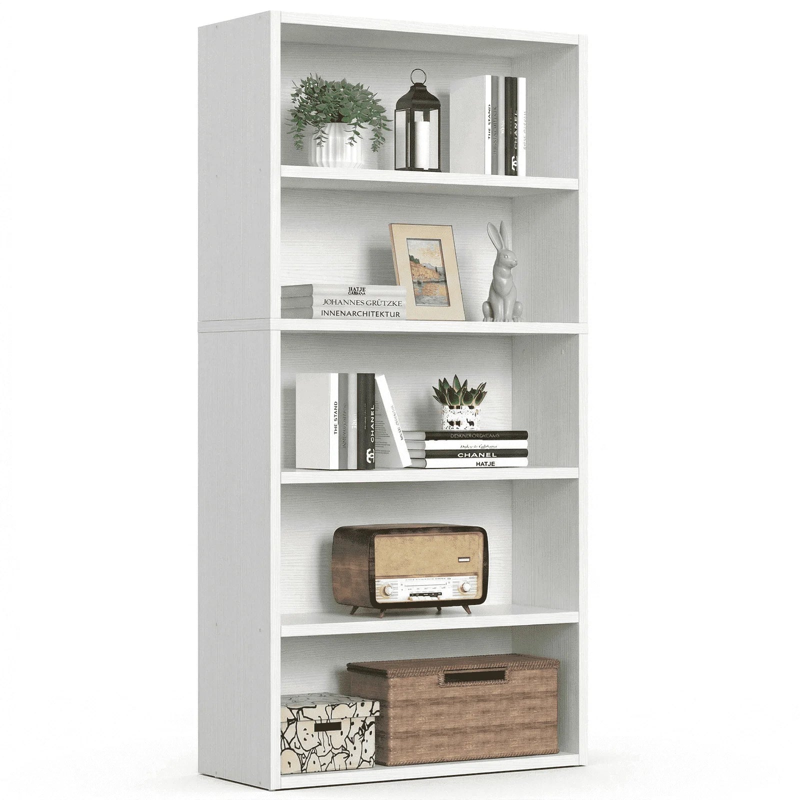 EDX 5 Tier Bookcase Storage, 53 Inch Large Tall Floor Standing Open Bookshelf for Home Office, Living Room, and Bedroom