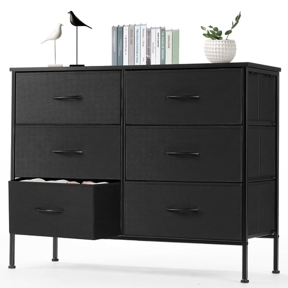 edx 6 Drawer Fabric Dresser for Bedroom, Chest of DrawerOrganizer Storage Cabinet for Closet, Entryway