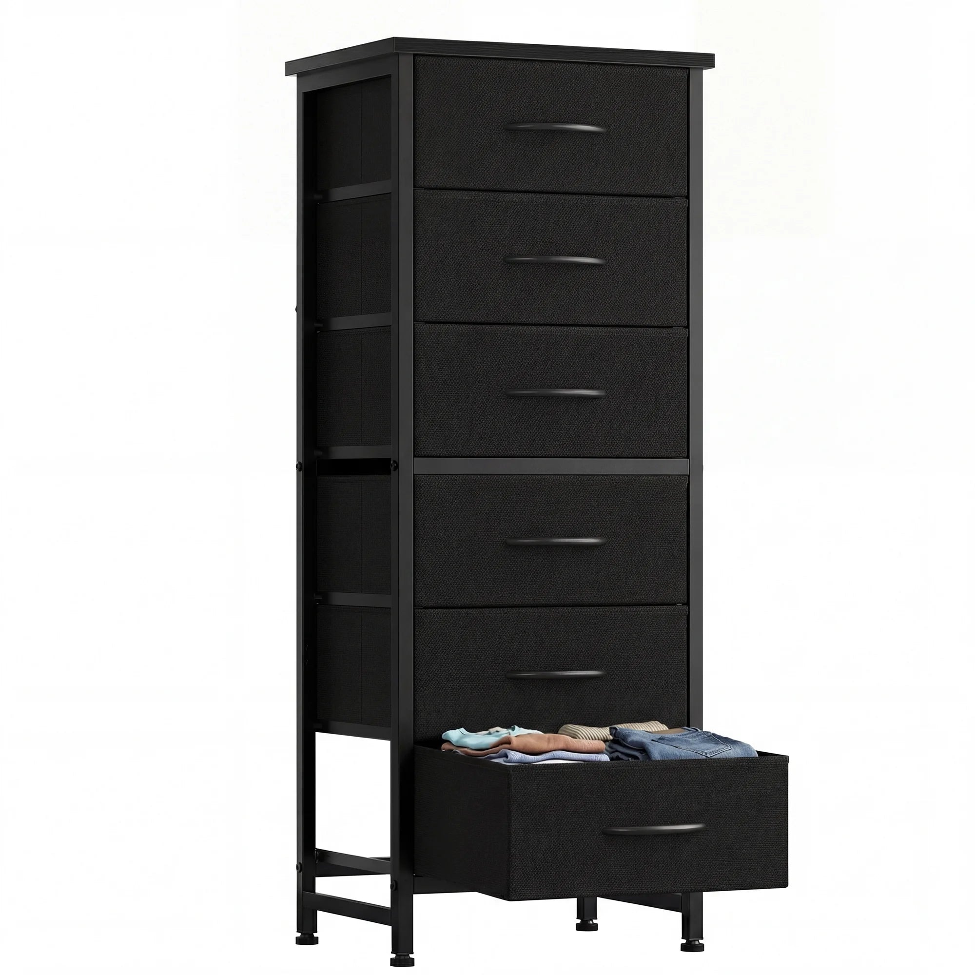 EDX 6 Drawer Fabric Dresser for Bedroom , Storage Organizer, Wide Chest of Drawers for Closet, Clothes,TV Stand