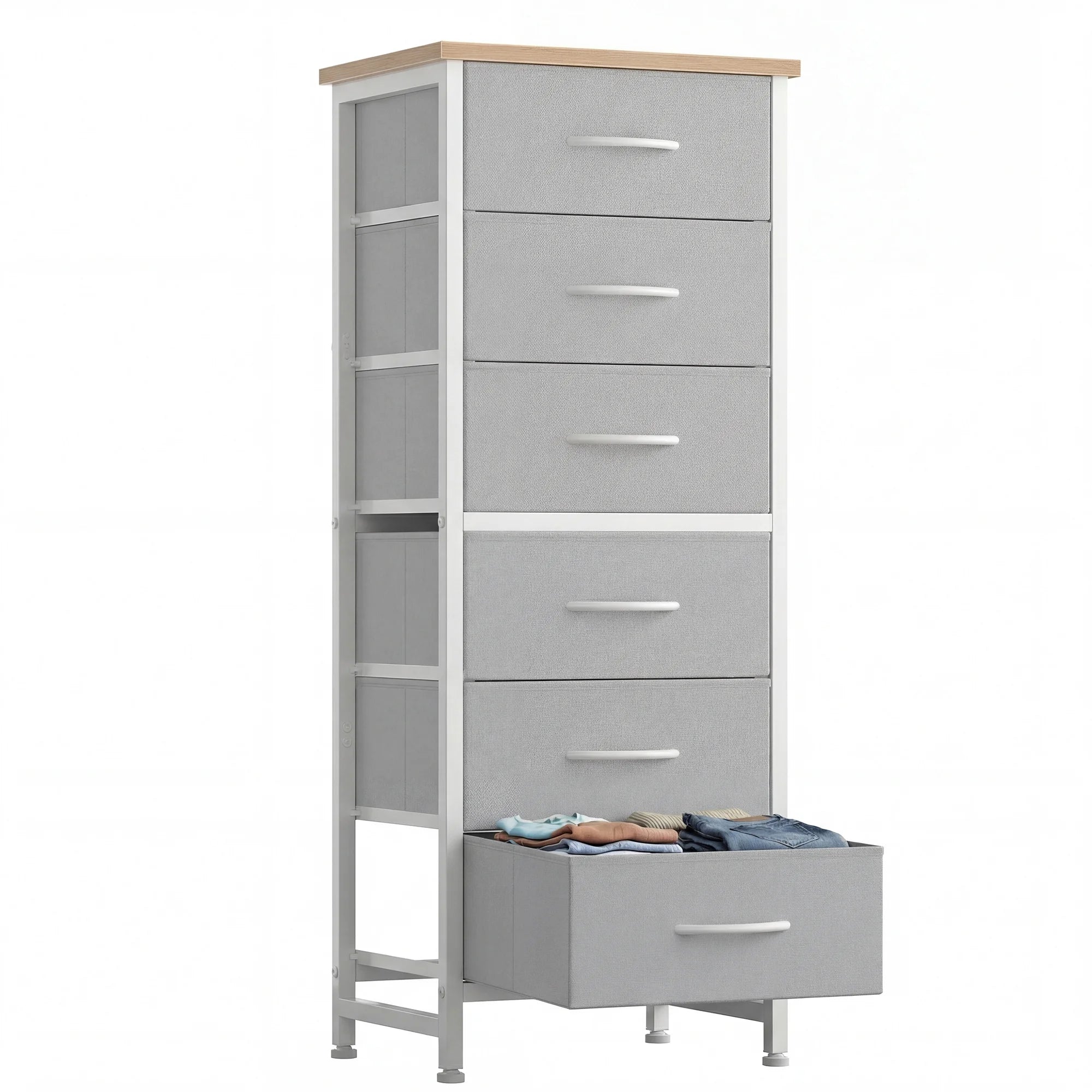 EDX 6 Drawer Fabric Dresser for Bedroom , Storage Organizer, Wide Chest of Drawers for Closet, Clothes,TV Stand