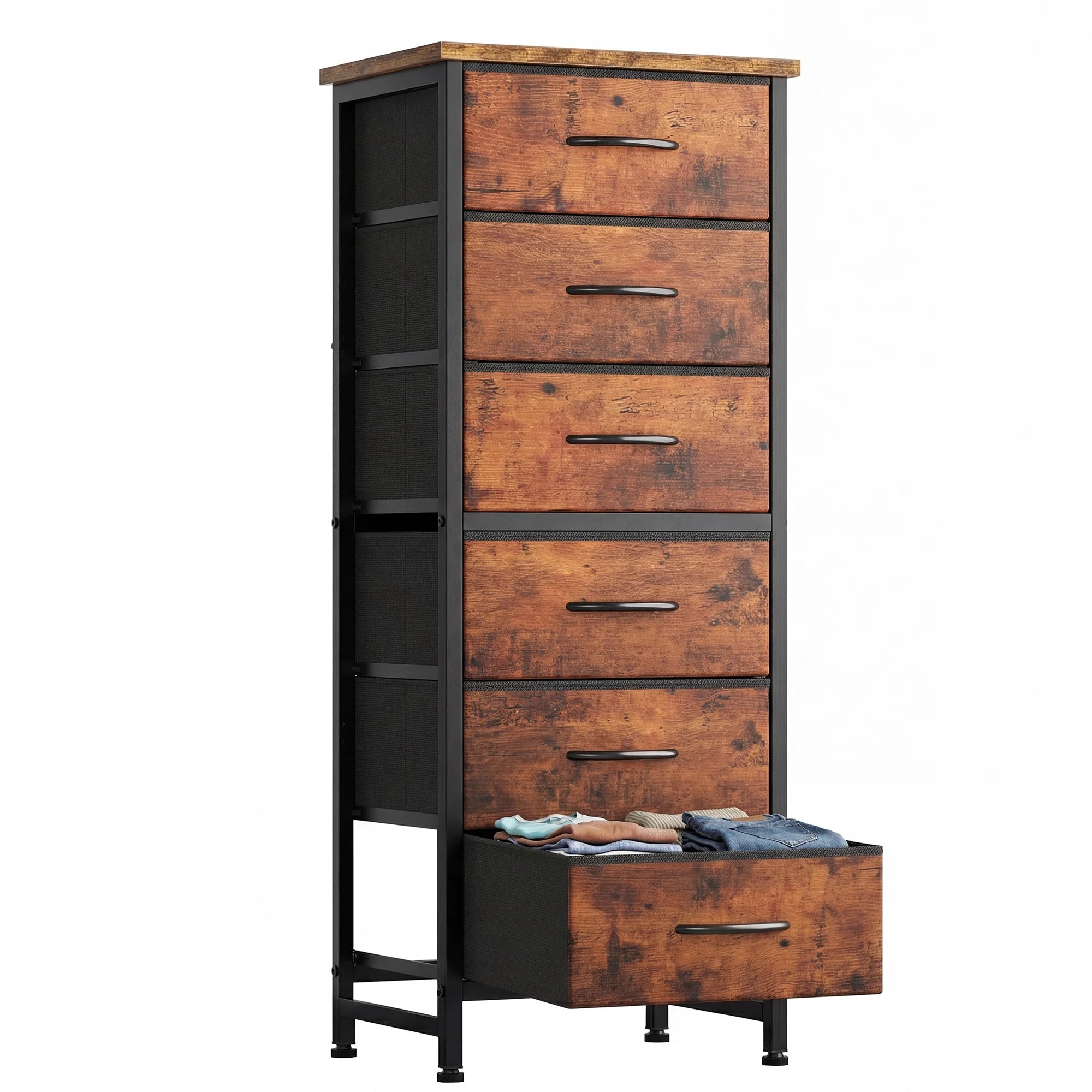 EDX 6 Drawer Fabric Dresser for Bedroom , Storage Organizer, Wide Chest of Drawers for Closet, Clothes,TV Stand