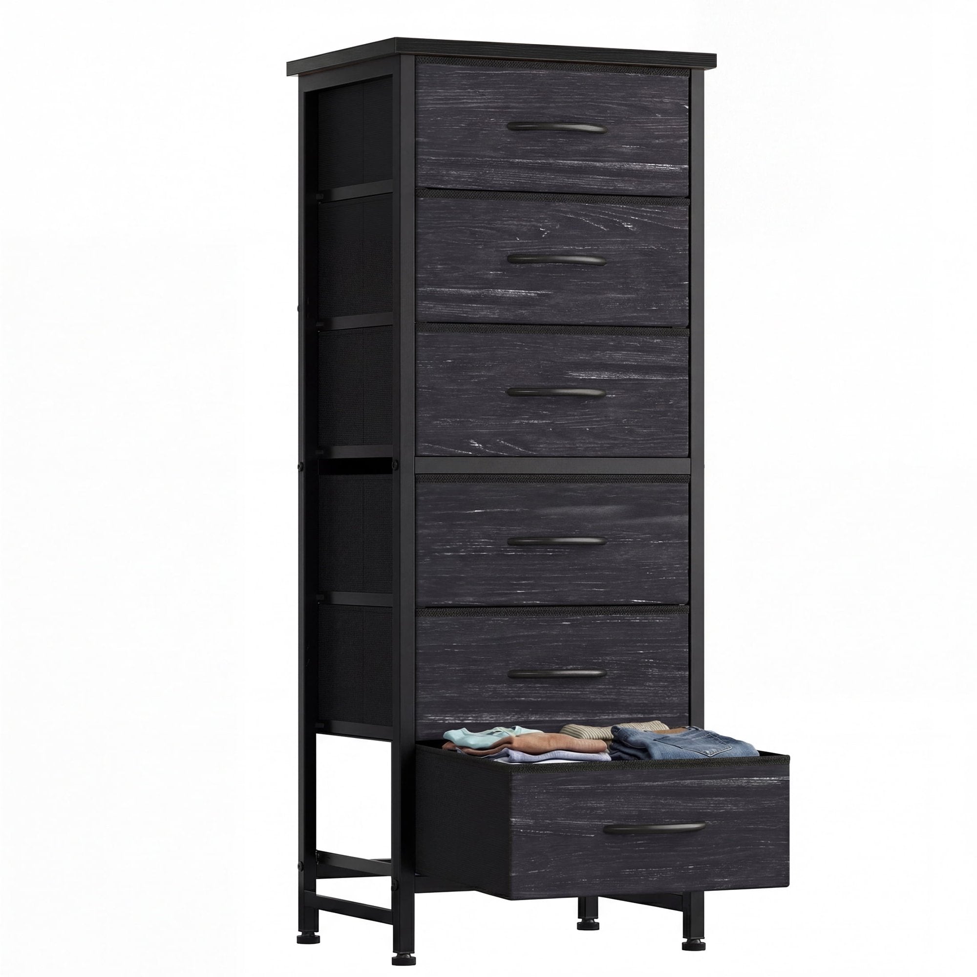 EDX 6 Drawer Fabric Dresser for Bedroom , Storage Organizer, Wide Chest of Drawers for Closet, Clothes,TV Stand