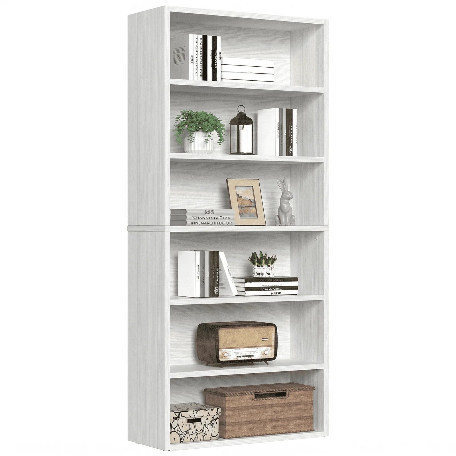 EDX 5 Tier Bookcase Storage, 53 Inch Large Tall Floor Standing Open Bookshelf for Home Office, Living Room, and Bedroom