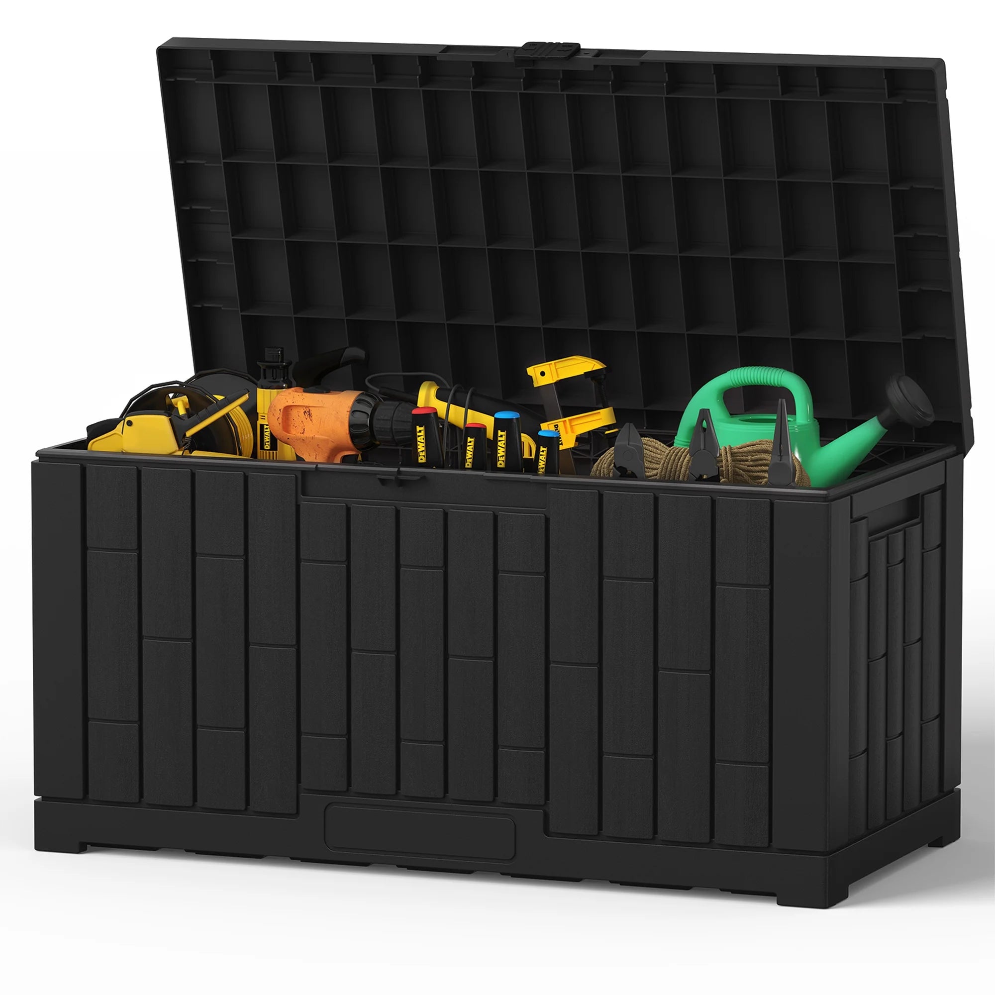 EDX 60 Gallon Deck Box, Outdoor Storage Box, Waterproof Resin Storage Bin for Package Delivery, Patio Cushions, Gardening Tools, Lockable, UV Resistant