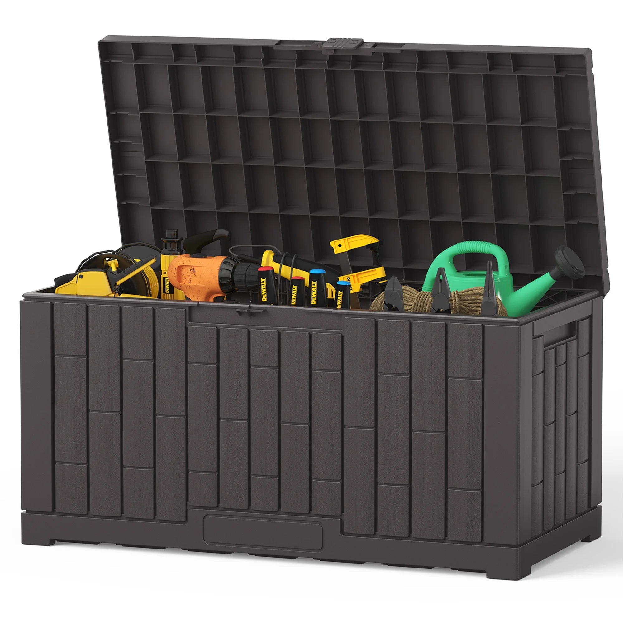 EDX 60 Gallon Deck Box, Outdoor Storage Box, Waterproof Resin Storage Bin for Package Delivery, Patio Cushions, Gardening Tools, Lockable, UV Resistant