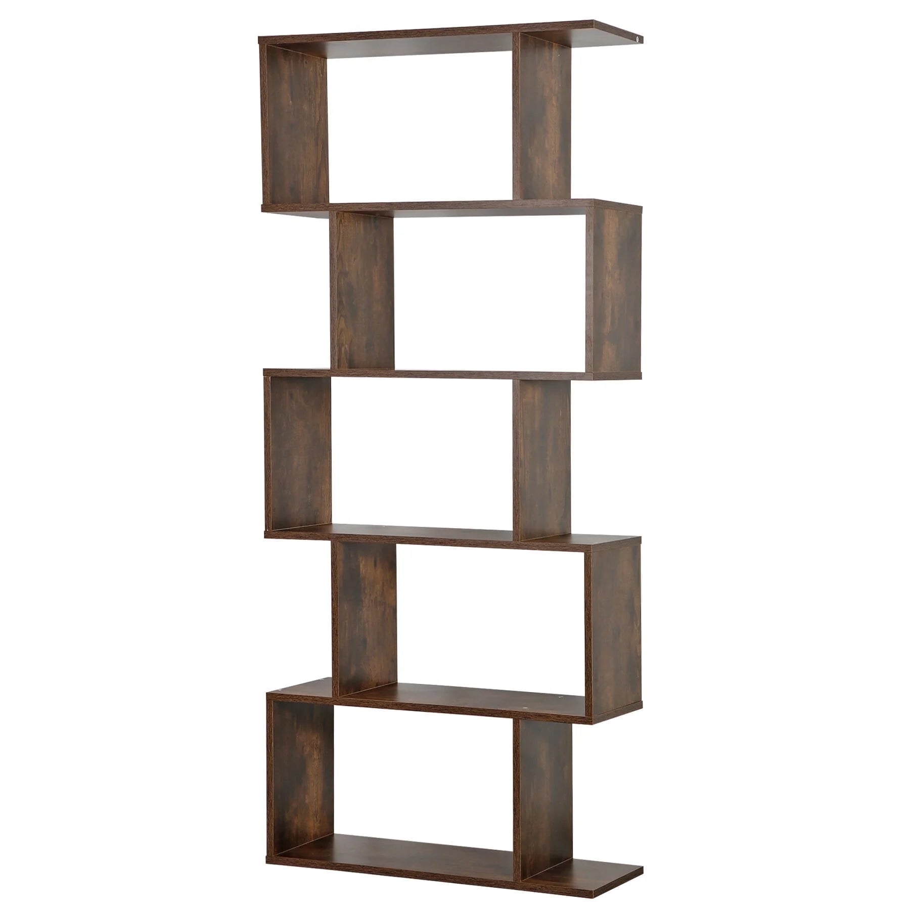 EDX 63" 5-Tier Bookshelf Organizer for Home Office, Stylish Display Storage Shelf Stand, Rust
