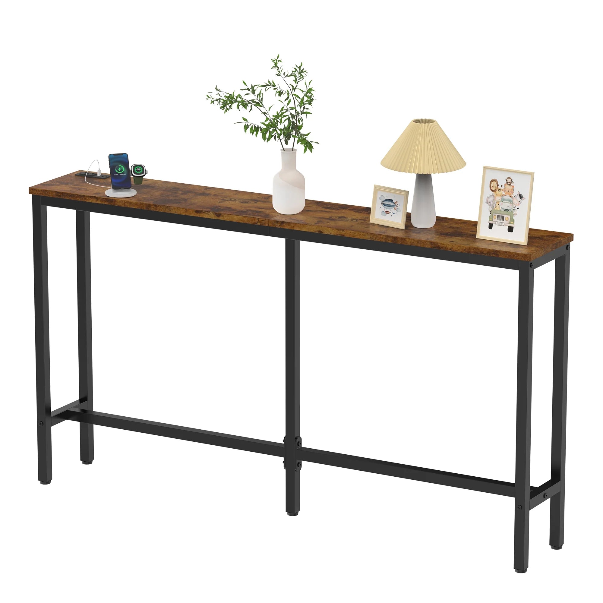 EDX Console Table Entryway Sofa Table with Power Outlets, Long Sofa Table for for Entryway, Hallway, Corridor