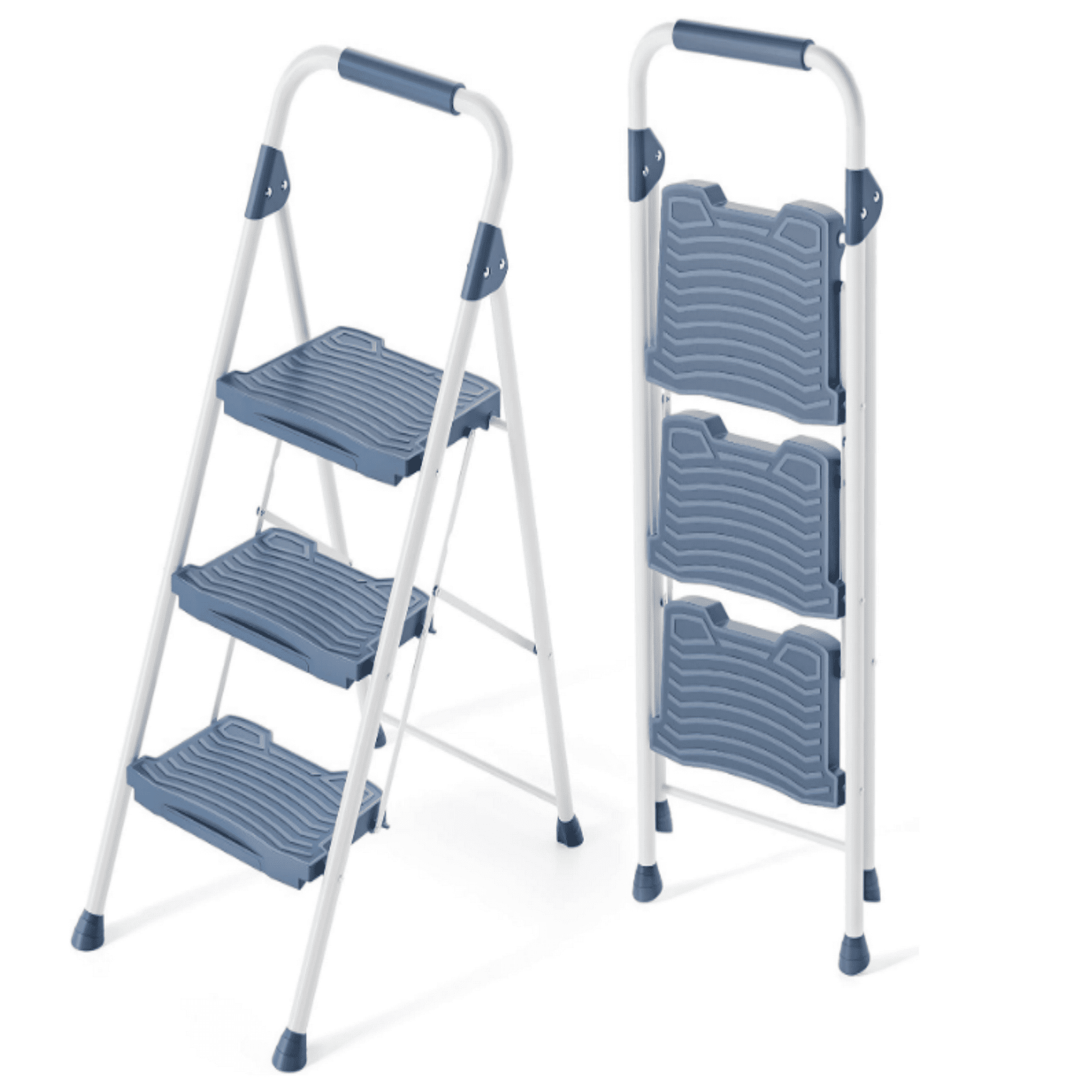 EDX 63 Inch Plastic Stepstool, 5 Folding Stepstool with Non-Slip Pedals and Comfortable Handrails, Sturdy Steel Ladder Portable Heavy Duty Stepstool for Kitchen, Garage and Outdoor Use, black