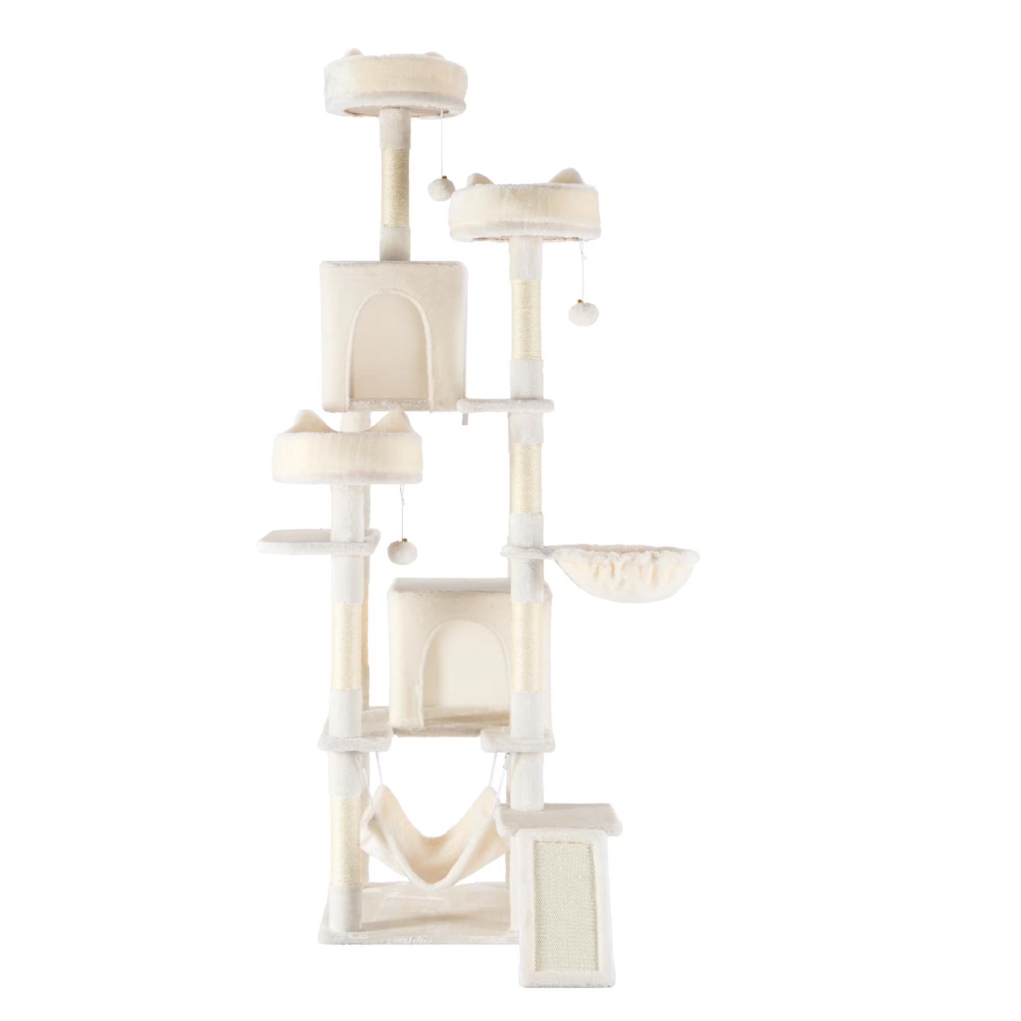 EDX 75" Cat Tree Tower for Indoor Cats, Multi-Level Durable Cat Climbing Tower, Large Pet House with Natural Sisal Scratching Post, Cozy Condo, Extended Platform, Kitten Toy and Hammock