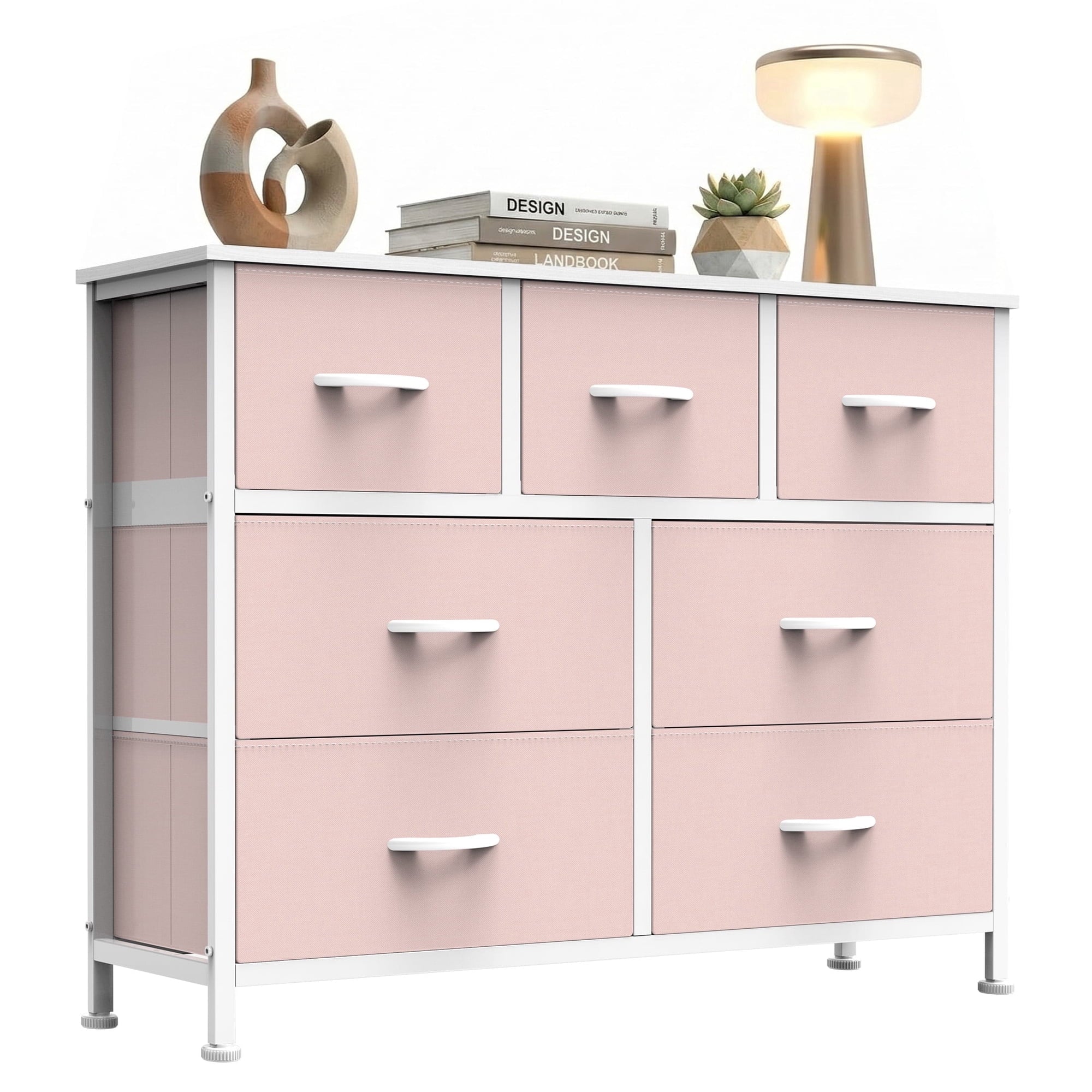 edx Fabric Dresser for Bedroom, Storage Organizer, Wide Chest of Drawers for Closet, Clothes, TV Stand, Wood Board