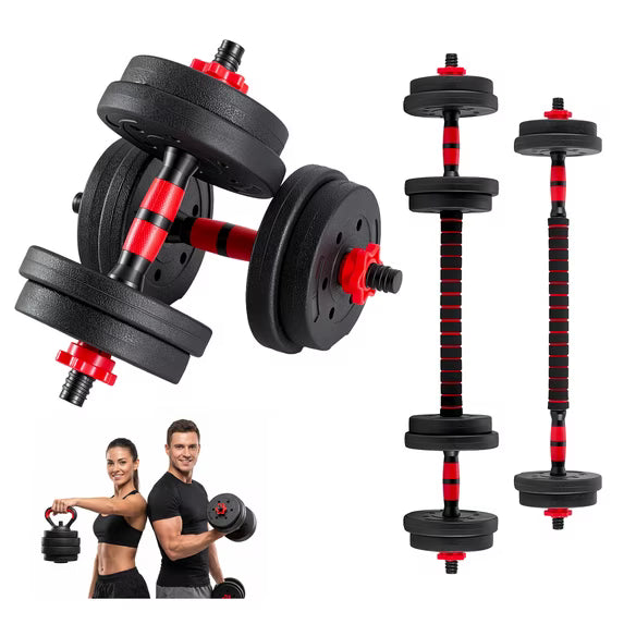 EDX Adjustable Dumbbells Set, 2 Pcs Free Weights Convertible to Barbell, Lightweight Home Gym Equipment for Women and Men