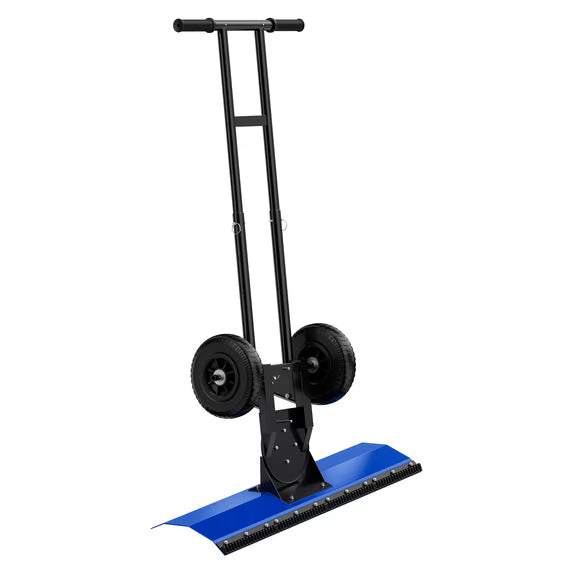 EDX Adjustable Wheeled Snow Pusher, Q235 Carbon Steel Snow Removal Tool for Yard & Driveway