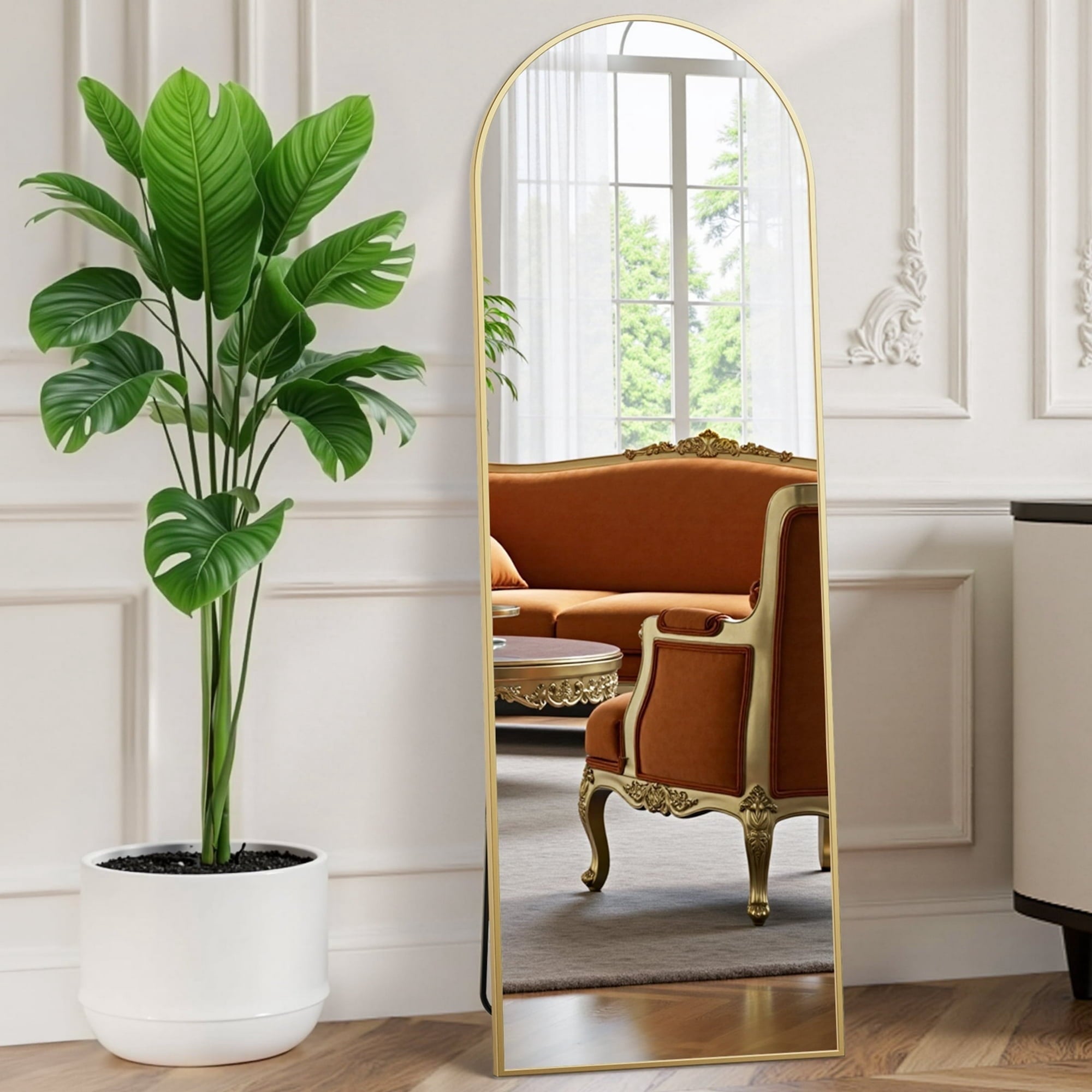 edx 59"x16" Floor Standing Mirror, Wall Mirror with Stand Aluminum Alloy Thin Frame