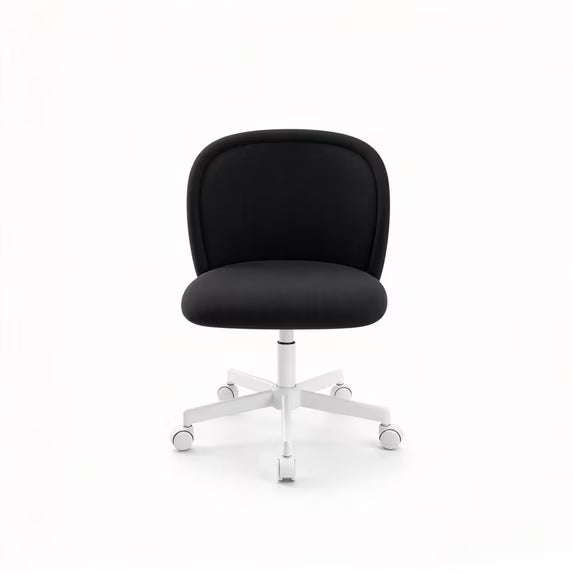 EDX Armless Adjustable Height Vanity Chair, 360° Swivel Fabric Makeup Task Chair with Wheels, Breathable Linen‑Look Desk Chair for Small Space, Bedroom & Home Office