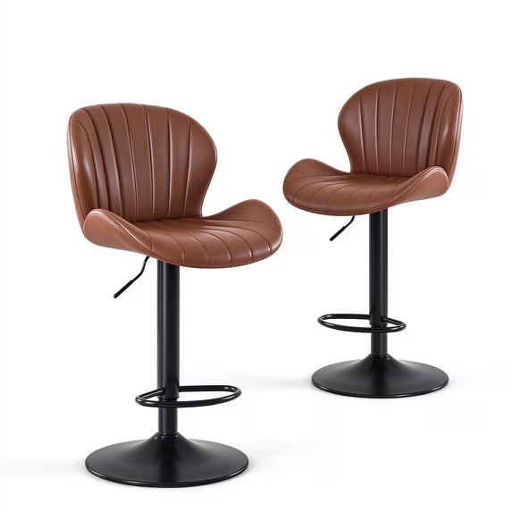 EDX Bar Stools Set of 2, Modern Adjustable Armless Swivel Counter Stools with PU Leather