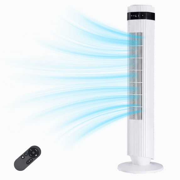 EDX Bladeless Tower Fan for Bedroom, 25ft/s High Velocity 28dB Quiet DC Fan, 5 Speeds 4 Modes, 12H Timer 64°Oscillating, Remote Standing Fan for Home Office Indoor