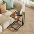 EDX C-Shaped End Table, Small Side Table for Couch, Sofa Table with Metal Frame for Living Room, Bedroom, Bedside, Rust