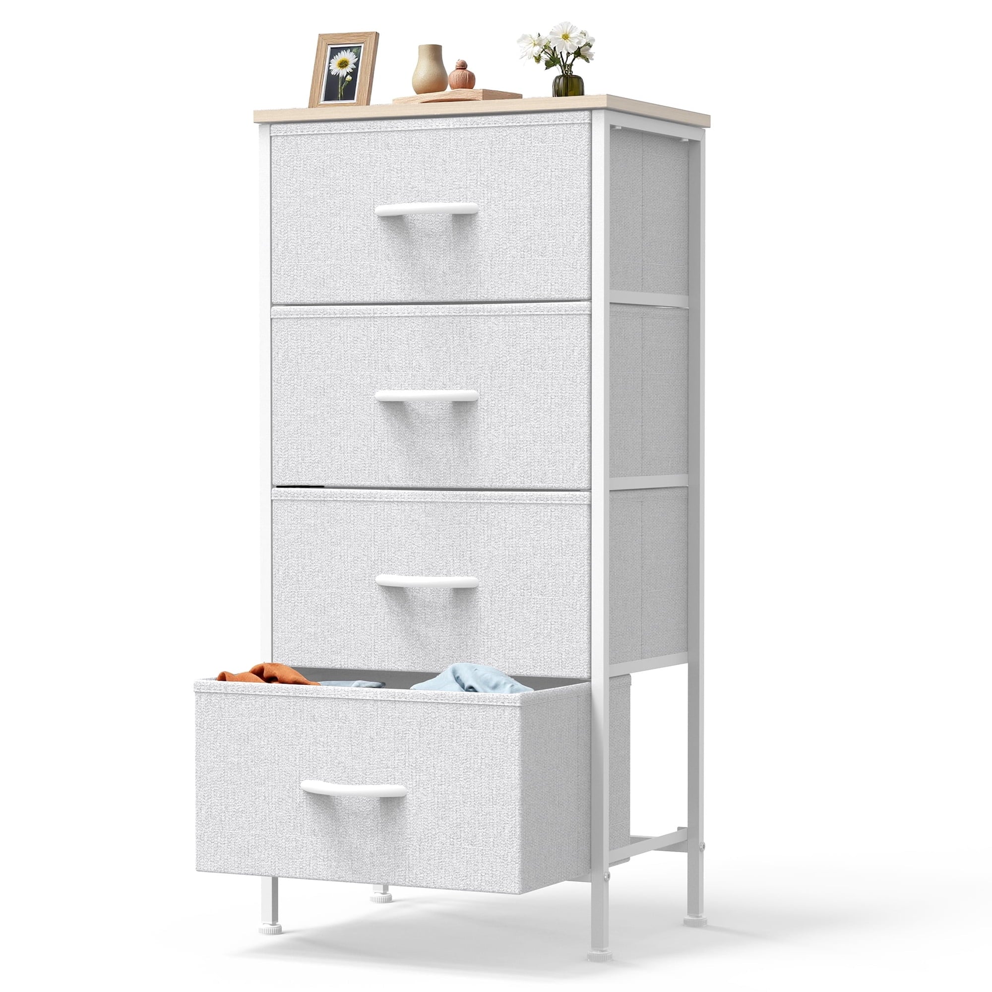 edx Fabric Dresser for Bedroom, Storage Organizer, Wide Chest of Drawers for Closet, Clothes, TV Stand, Wood Board