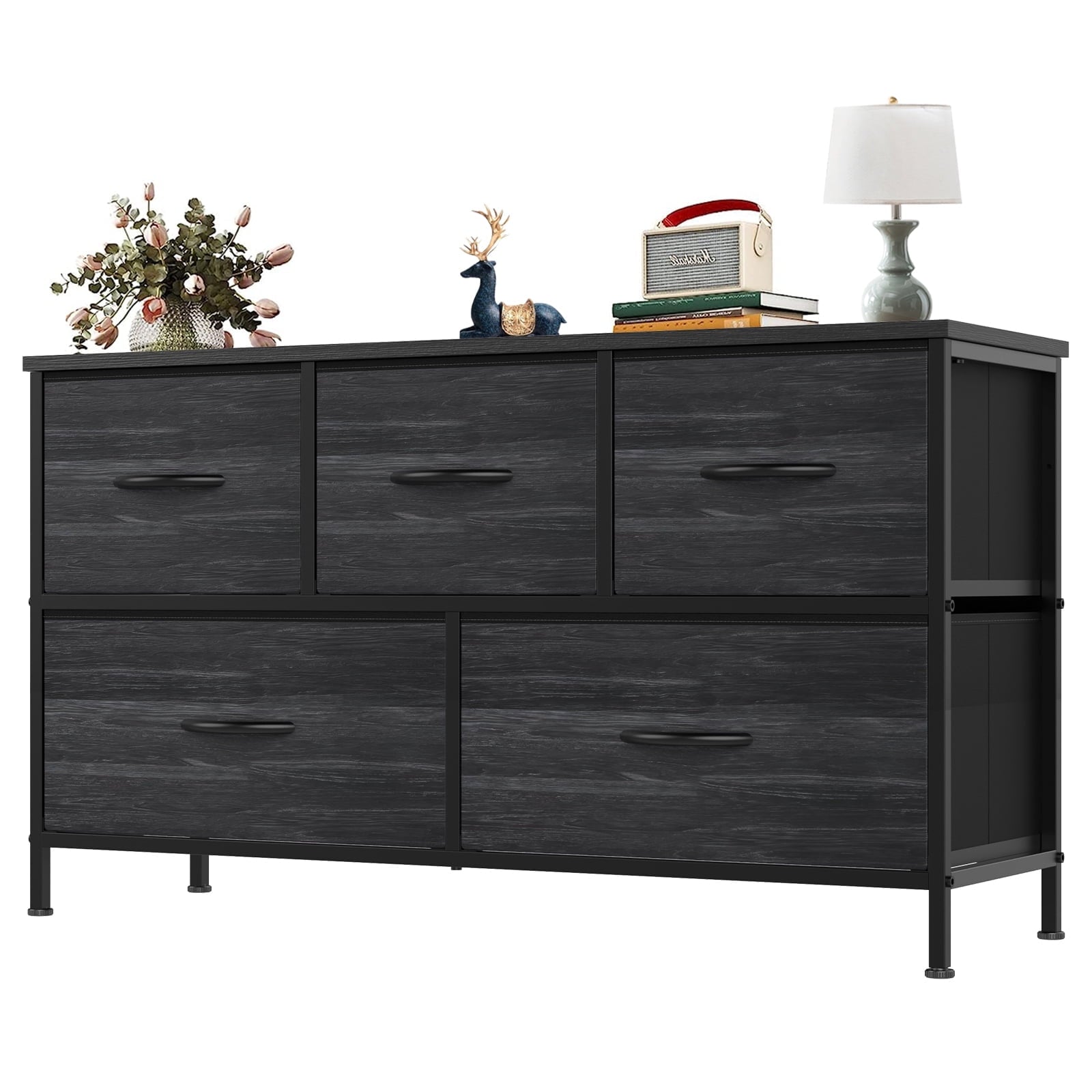 edx Fabric Dresser for Bedroom, Storage Organizer, Wide Chest of Drawers for Closet, Clothes, TV Stand, Wood Board