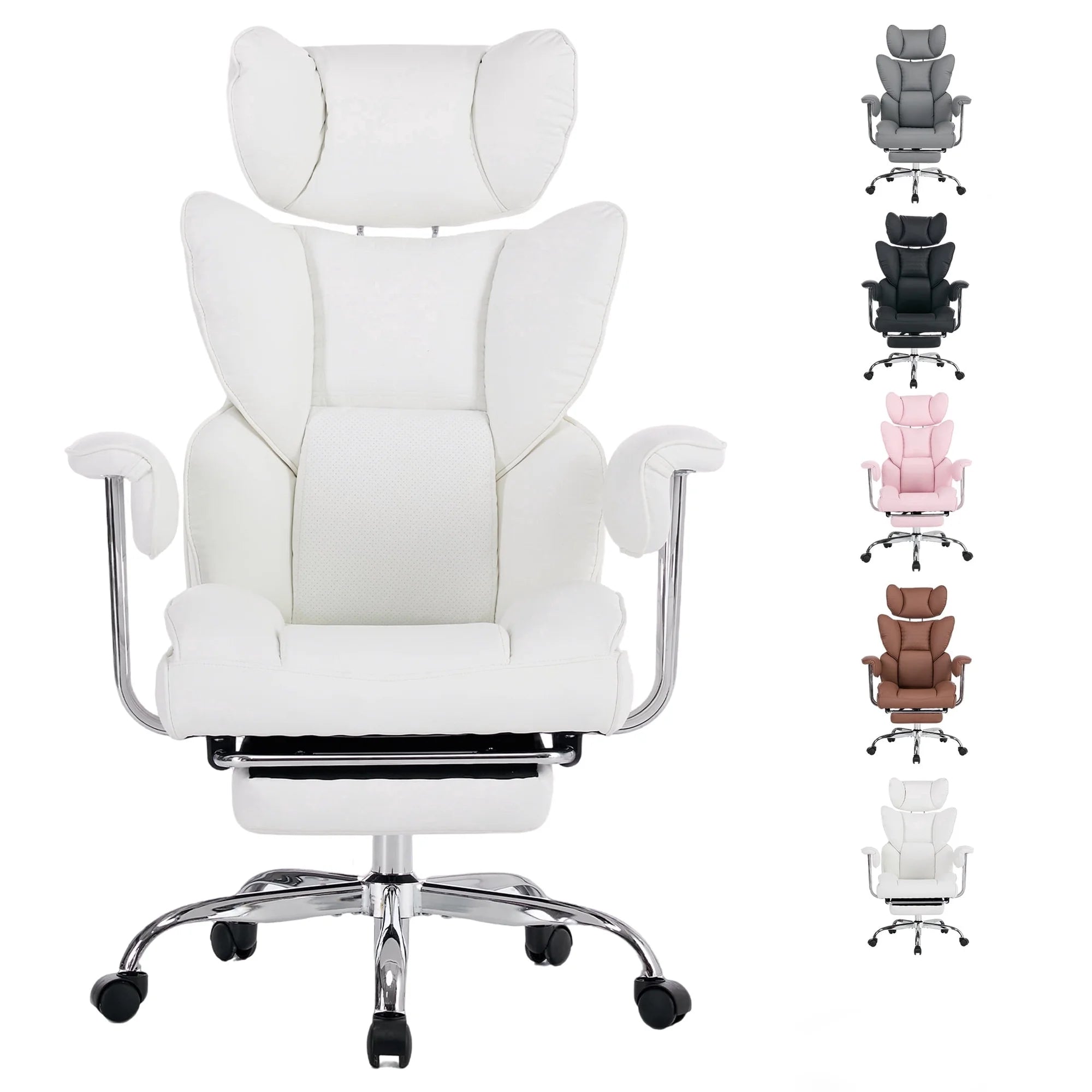 EDX Big and Tall Office Chair, Ergonomic PU Leather Executive Computer Chair with Footrest, Pocket Spring Support, 350 LBS Capacity, For Home Office