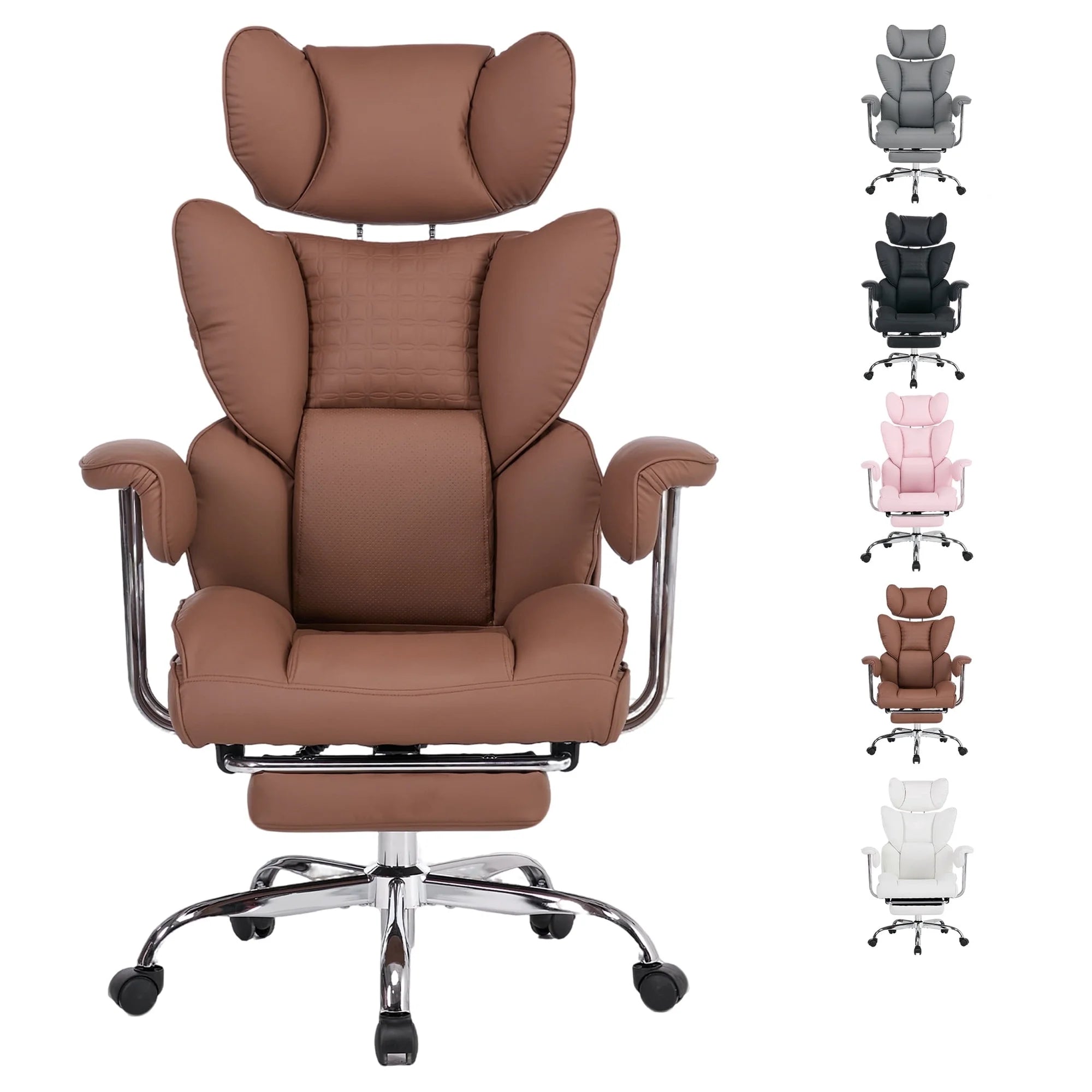 EDX Big and Tall Office Chair, Ergonomic PU Leather Executive Computer Chair with Footrest, Pocket Spring Support, 350 LBS Capacity, For Home Office