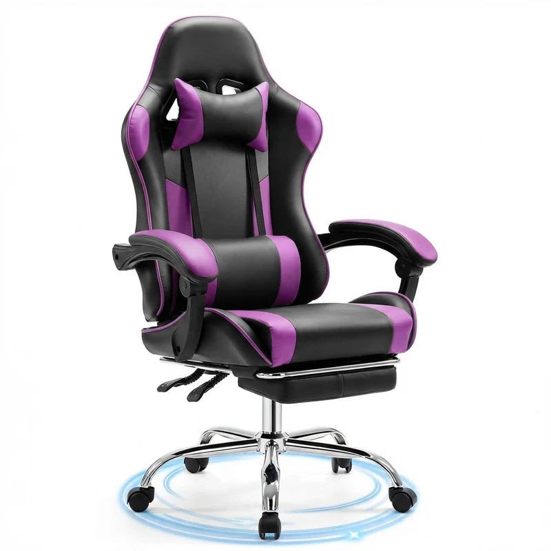 edx Gaming Chair Ergonomic Office Chair With Foot Rest, Big And Tall Executive Desk Chair With Lumbar Support, Padded Arms, Computer Chair For Home Office, Bedroom