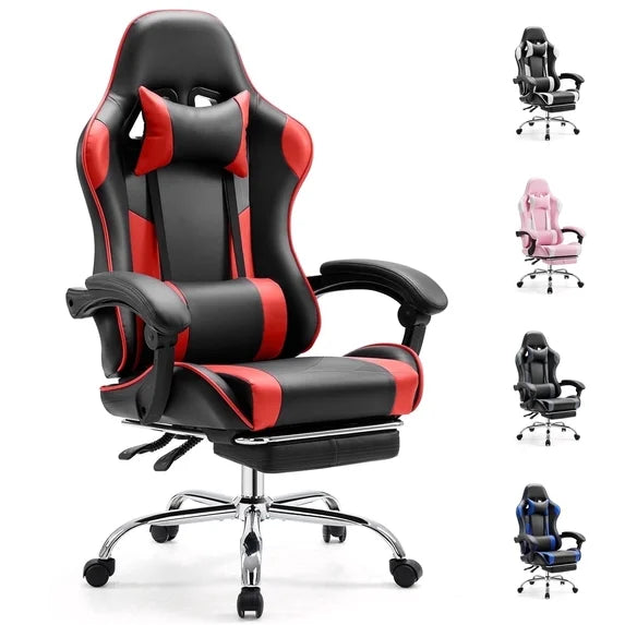 edx Gaming Chair Ergonomic Office Chair With Foot Rest, Big And Tall Executive Desk Chair With Lumbar Support, Padded Arms, Computer Chair For Home Office, Bedroom