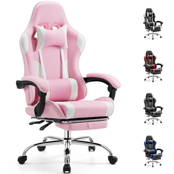 edx Gaming Chair Ergonomic Office Chair With Foot Rest, Big And Tall Executive Desk Chair With Lumbar Support, Padded Arms, Computer Chair For Home Office, Bedroom