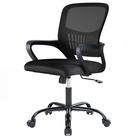 EDX Ergonomic Office Desk Chair, Lumbar Support, Fixed Armrests, 350lbs, for Home, Office & Bedroom