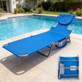 EDX Folding Adjustable Chaise Lounge Chair, Portable Beach Lounge Chair with Backpack Straps & Side Pocket for Outside, Patio, Poolside