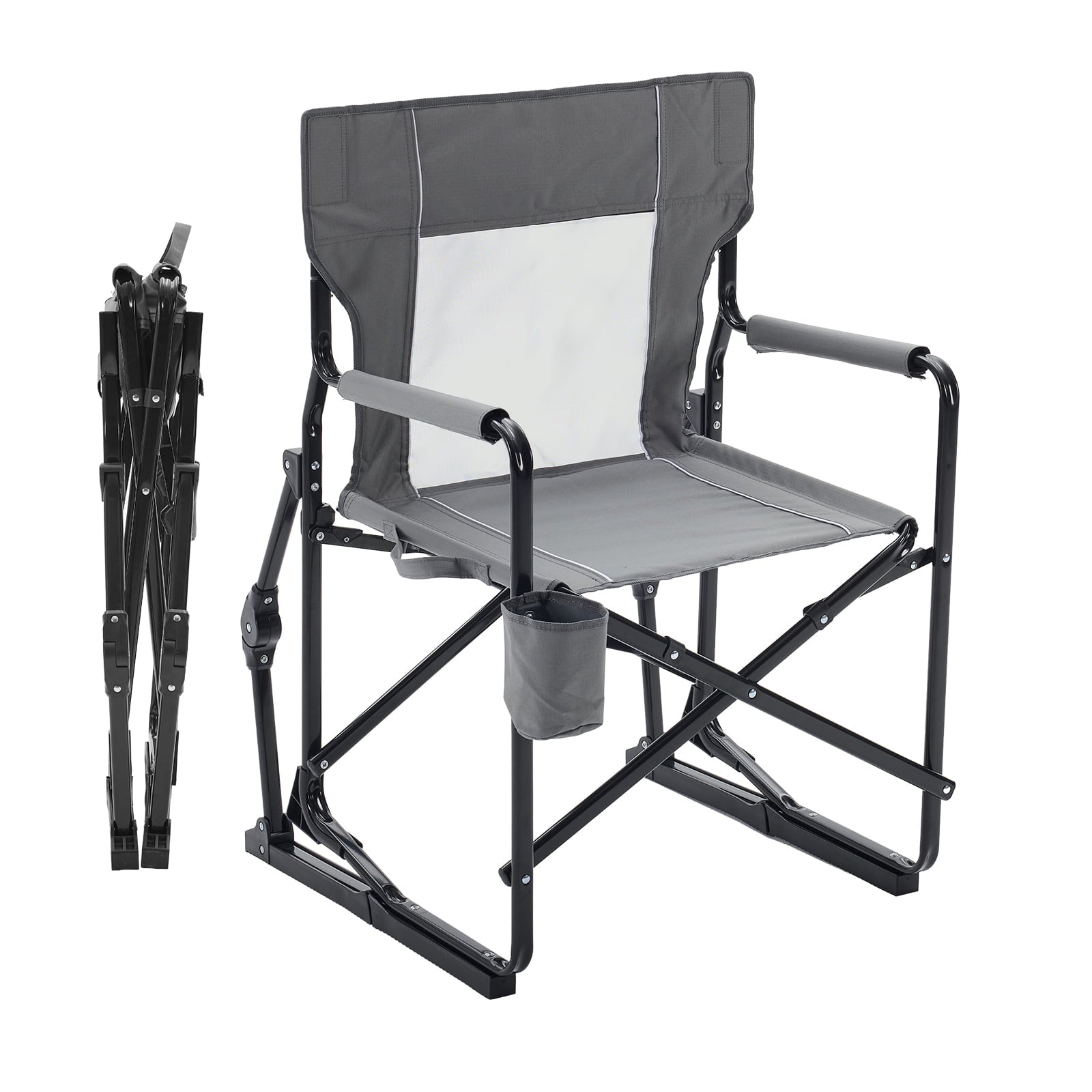EDX Folding Camping Chair, Padded High Back, Adjustable Lumbar Support, Extra Wide for Adults, 500 lbs Steel Frame, Portable Outdoor