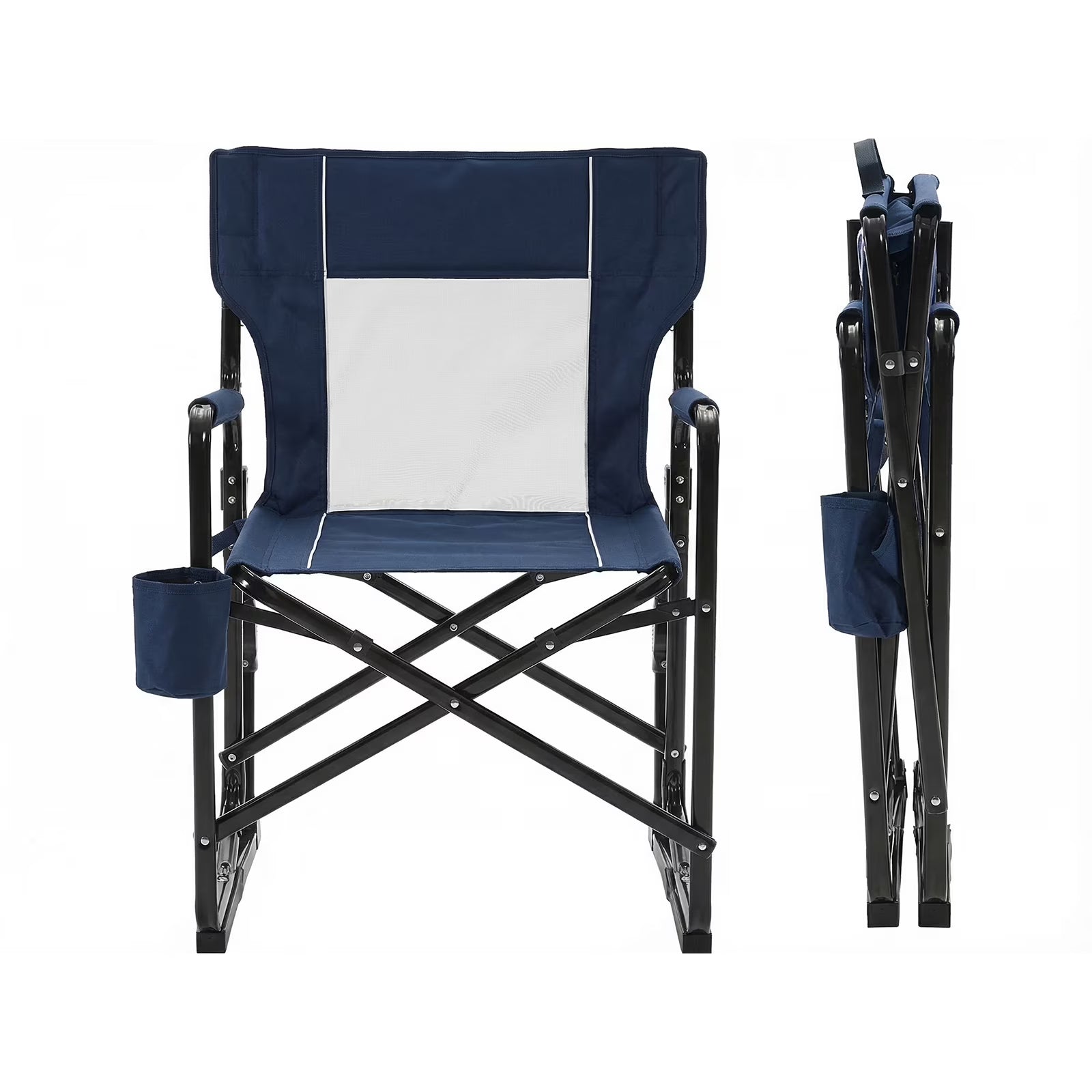 EDX Folding Camping Chair, Padded High Back, Adjustable Lumbar Support, Extra Wide for Adults, 500 lbs Steel Frame, Portable Outdoor