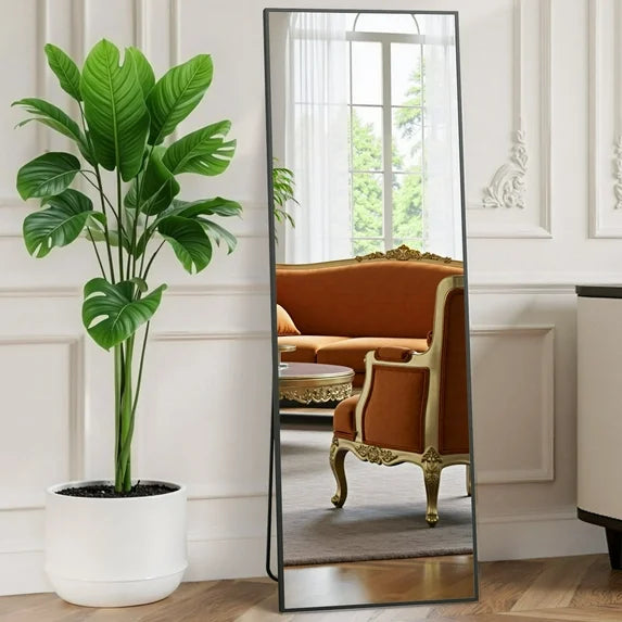 EDX Full Length Mirror 56"x15" Full Body Mirror Rectangle Free Standing Wall Mounted Leaning Hanging Full body Mirrors, Black