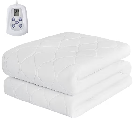 edx Heated Mattress Pad Twin Size 75"x39″ , 10 Heat Levels, Safe Auto Shut-off, Soft Quilted Fabric,White