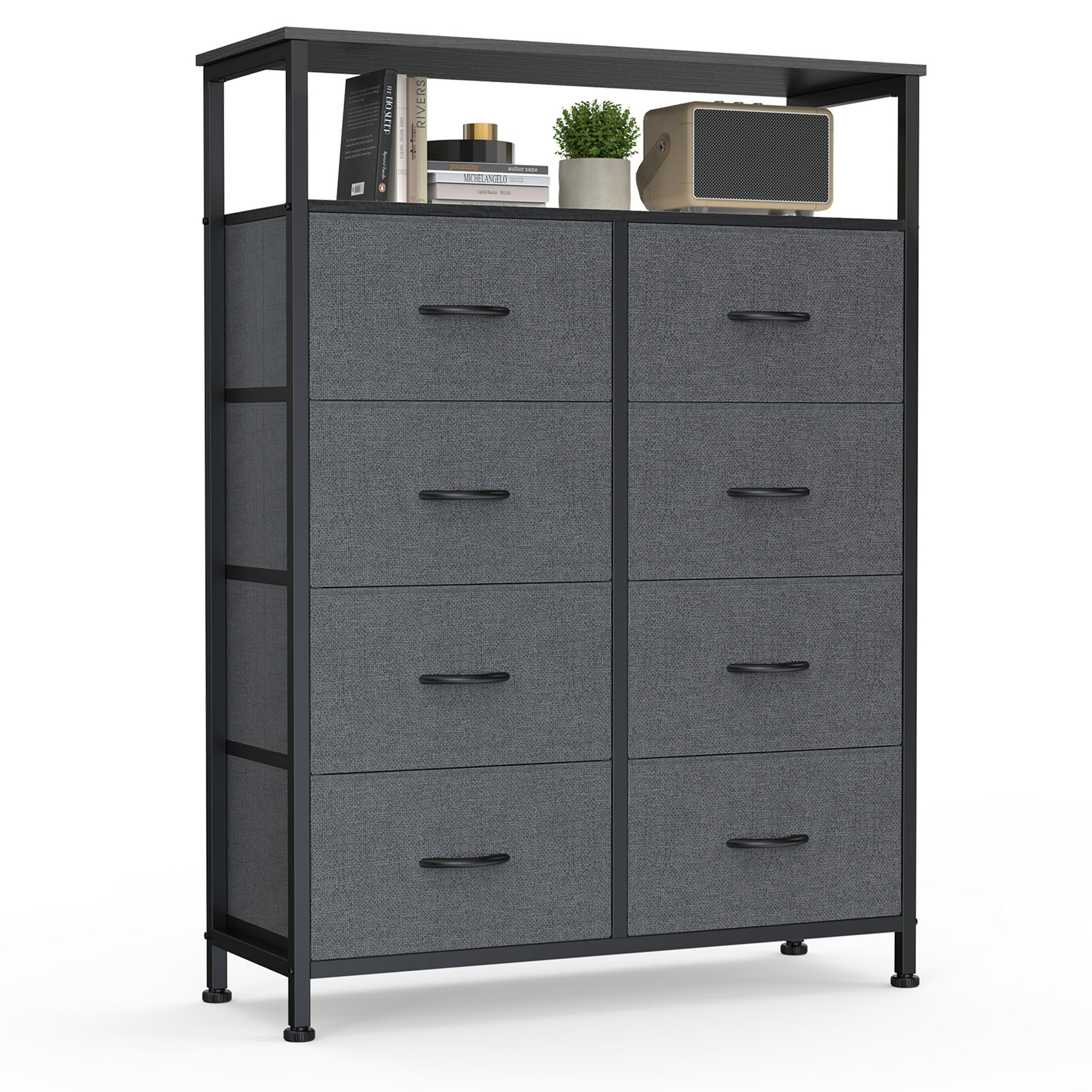 edx 8 Drawers Fabric Dresser, Clothes Storing, Storage Tower Organizer TV Stand, for Bedrooms, Wardrobes, Entryways, and Living Rooms