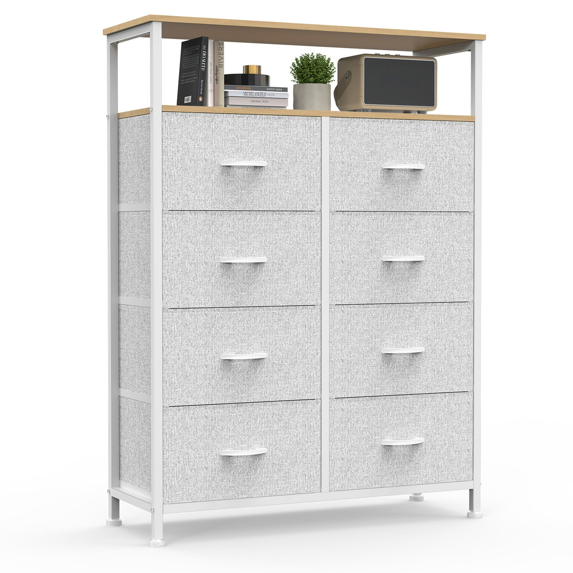 edx 8 Drawers Fabric Dresser, Clothes Storing, Storage Tower Organizer TV Stand, for Bedrooms, Wardrobes, Entryways, and Living Rooms