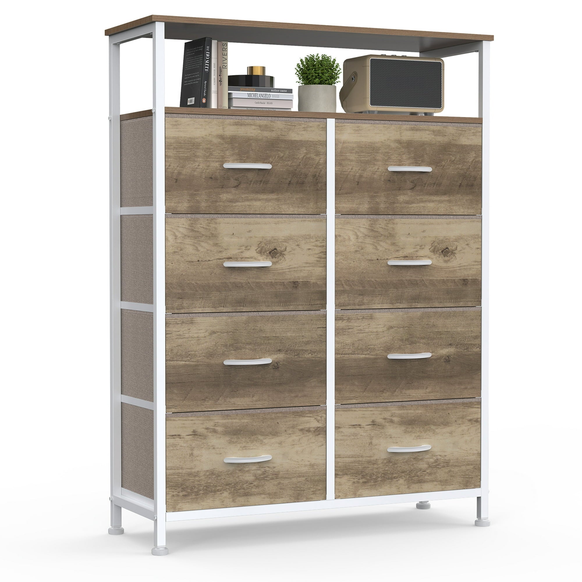 edx 8 Drawers Fabric Dresser, Clothes Storing, Storage Tower Organizer TV Stand, for Bedrooms, Wardrobes, Entryways, and Living Rooms