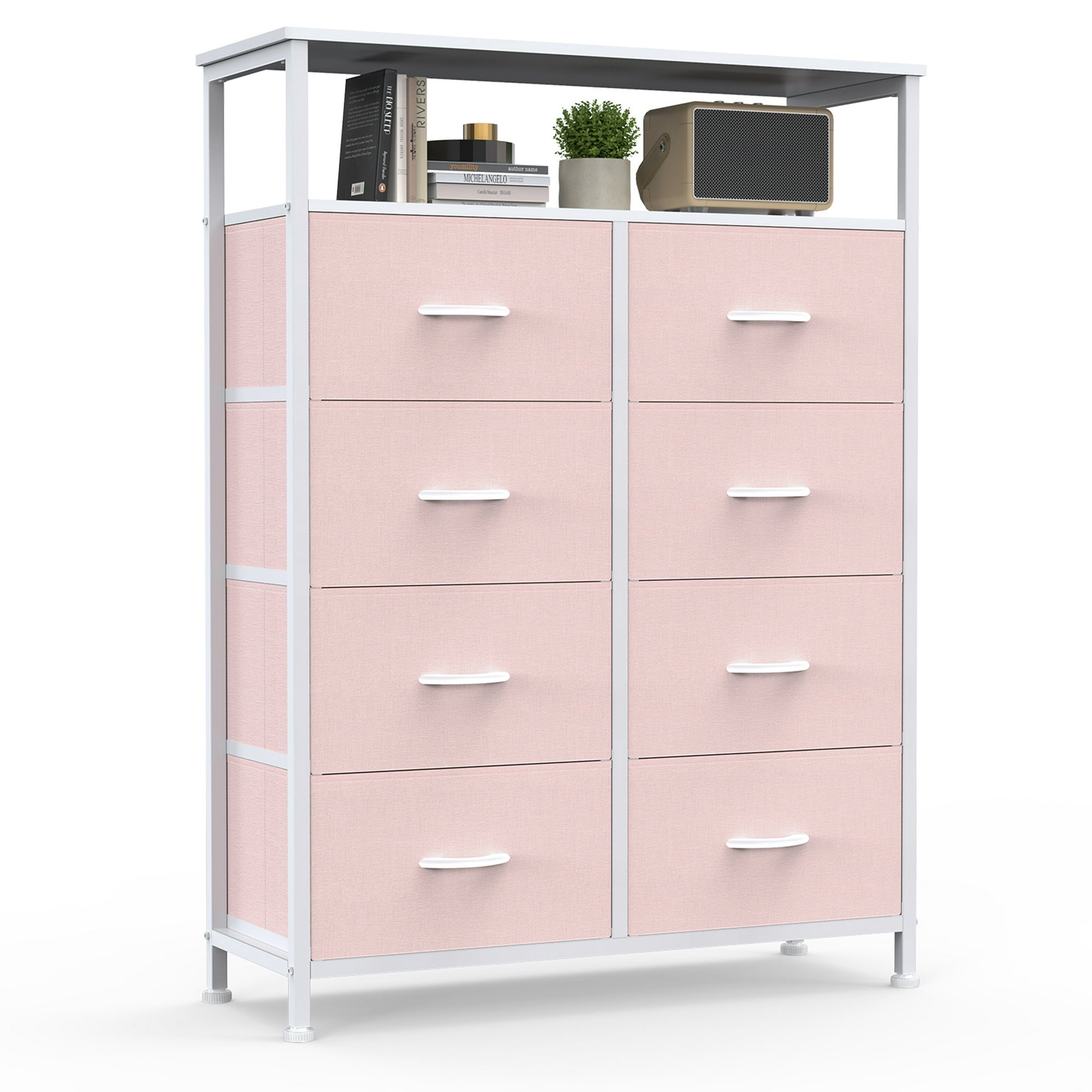 edx 8 Drawers Fabric Dresser, Clothes Storing, Storage Tower Organizer TV Stand, for Bedrooms, Wardrobes, Entryways, and Living Rooms