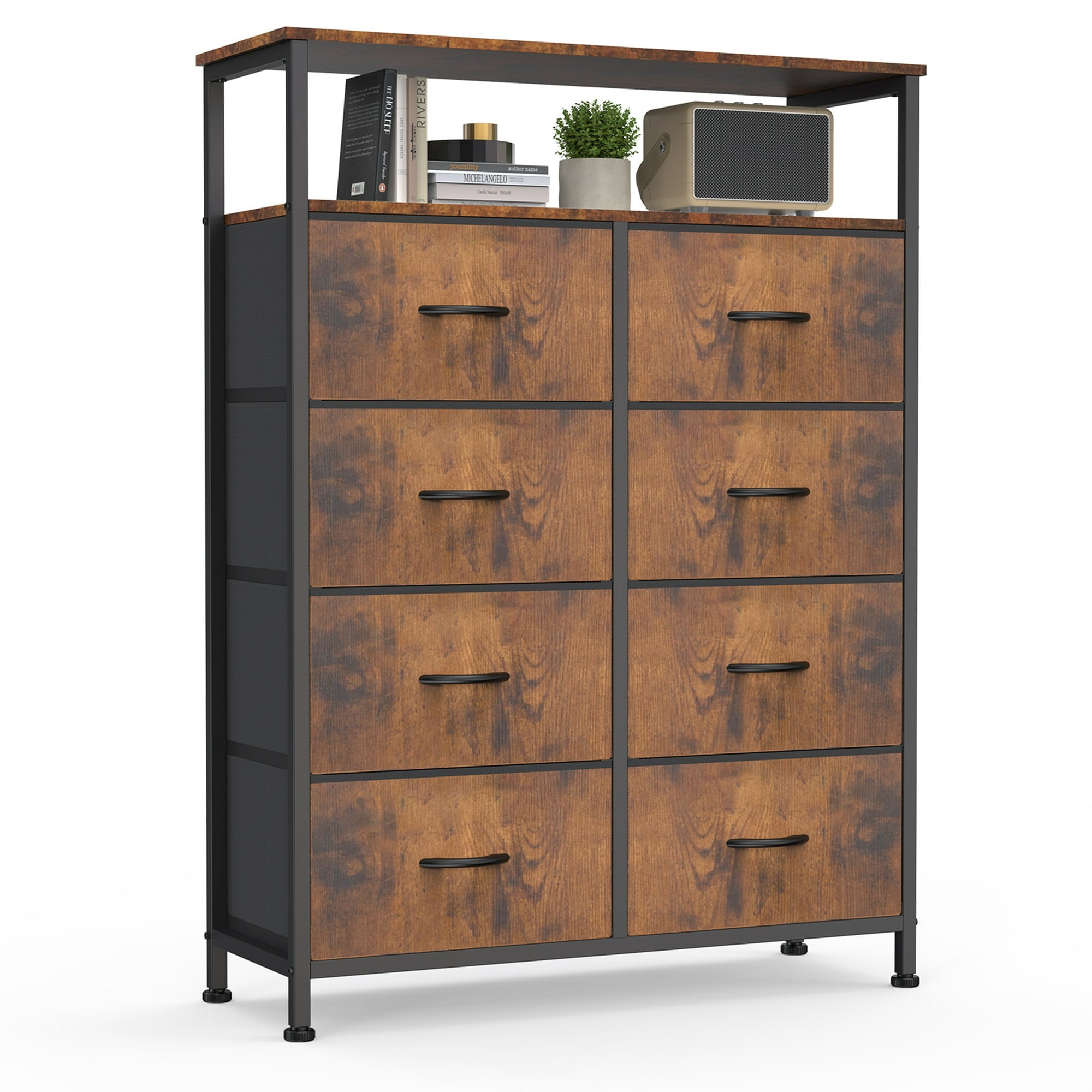 edx 8 Drawers Fabric Dresser, Clothes Storing, Storage Tower Organizer TV Stand, for Bedrooms, Wardrobes, Entryways, and Living Rooms