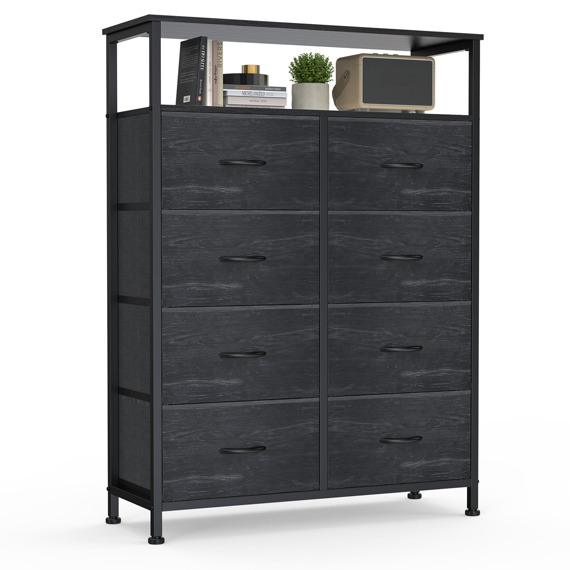 edx 8 Drawers Fabric Dresser, Clothes Storing, Storage Tower Organizer TV Stand, for Bedrooms, Wardrobes, Entryways, and Living Rooms