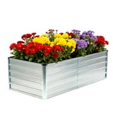 EDX Outdoor Metal Raised Garden Bed 6x3x2FT, Steel with Support Bars, Rust-Resistant Coating, Open Base for Drainage