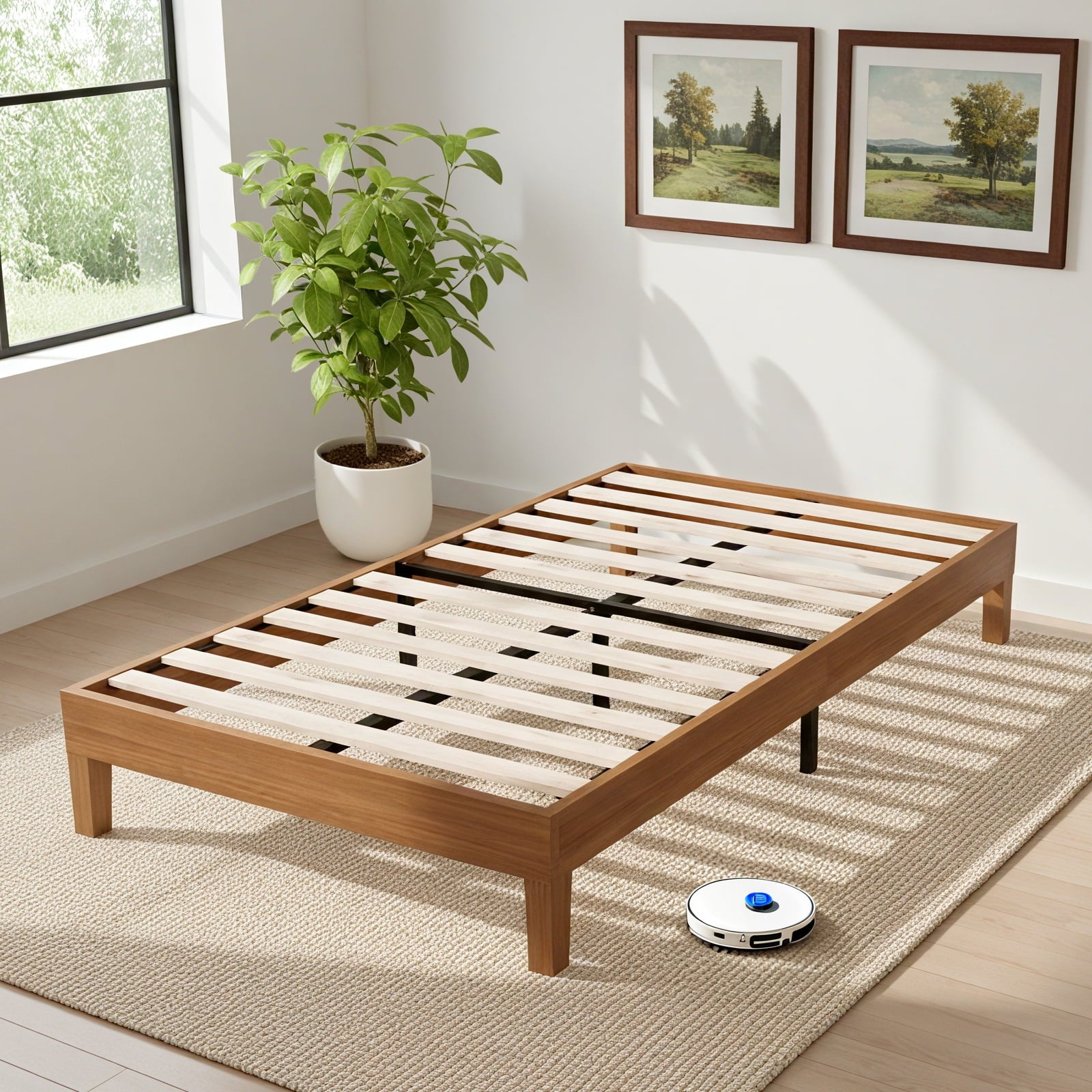 EDX Naturalista Classic Solid Wood Platform Bed, Sleek and Sturdy Minimalist Bed Frame