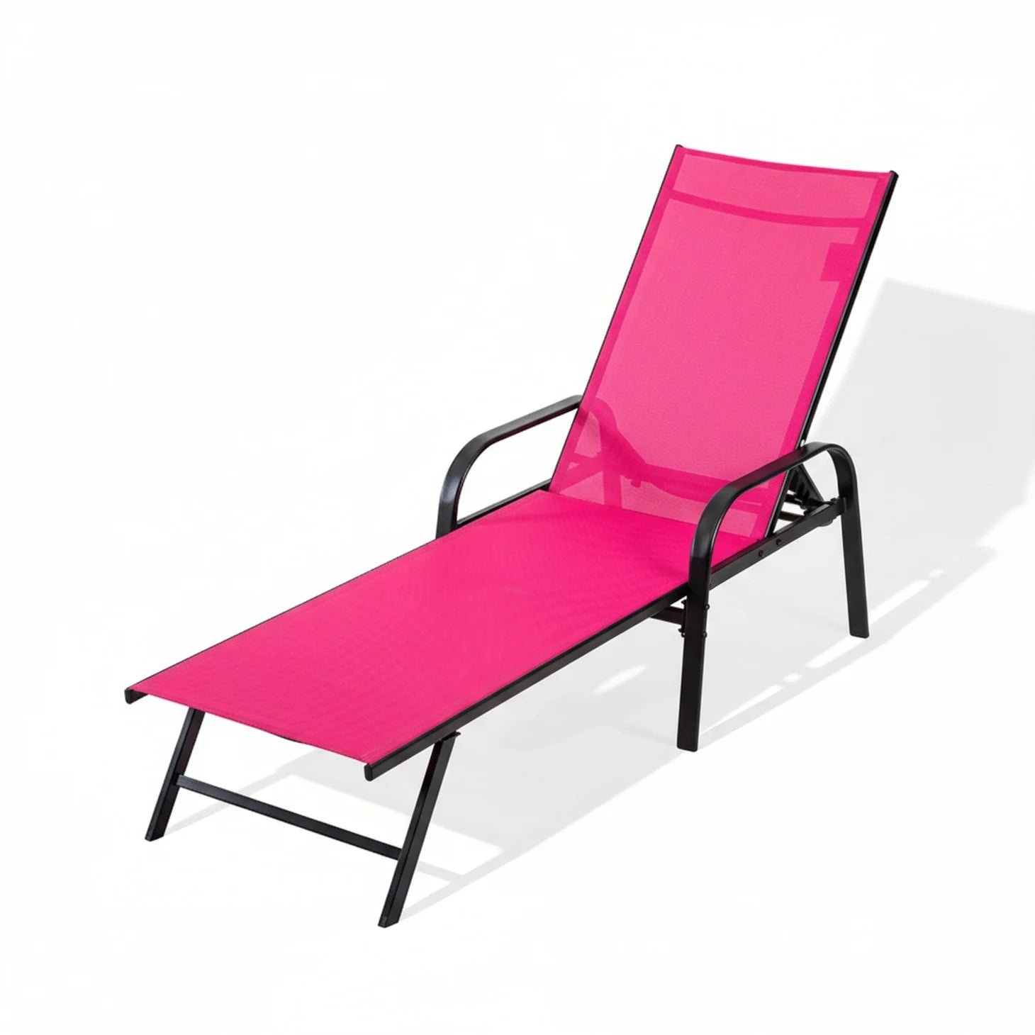 EDX Park Steel Stacking Chaise Lounge Chair for Outdoor Patio, Pink