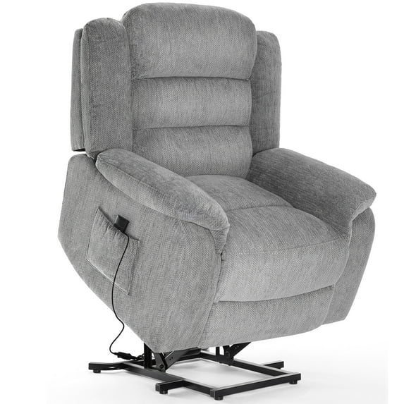 EDX Power Lift Recliner, Wide Fabric Electric Recliner Sofa for Elderly with Side Pocket and Remote Control